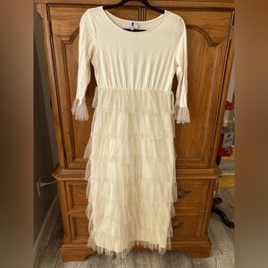 Dainty Jewells Cream Lace Ruffle Dress